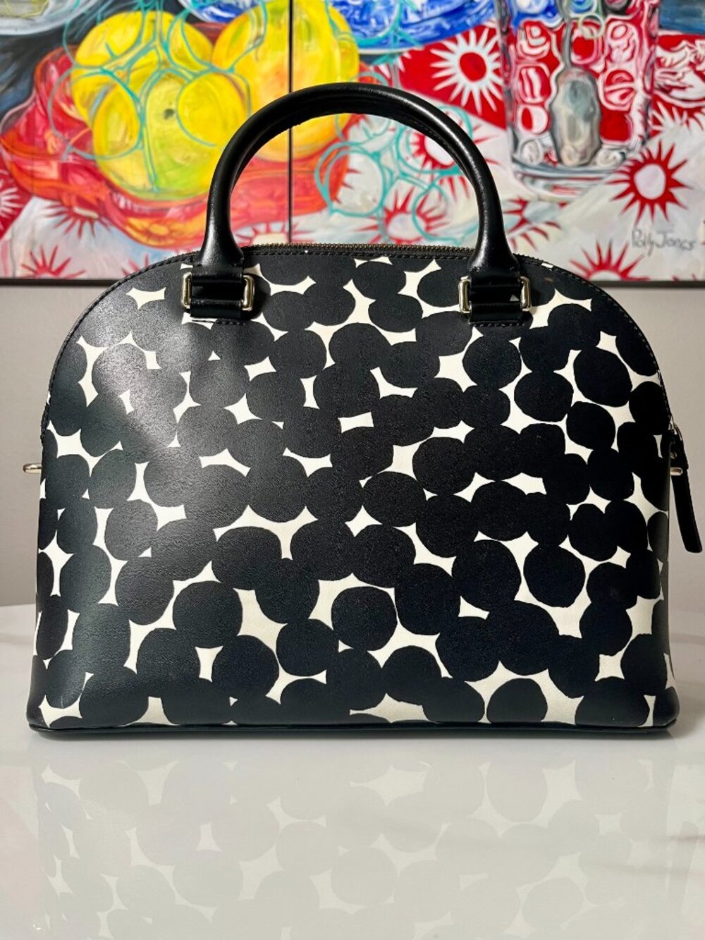 Kate Spade Grove Street Carli Splodge Dot Satchel Black Cream + COA - Picture 4 of 14